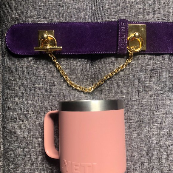 Celine purple suede golden chain belt